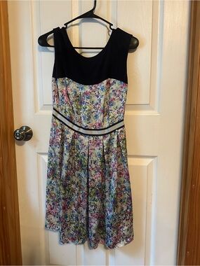 Guess Navy and Multicolor Floral Midi Dress